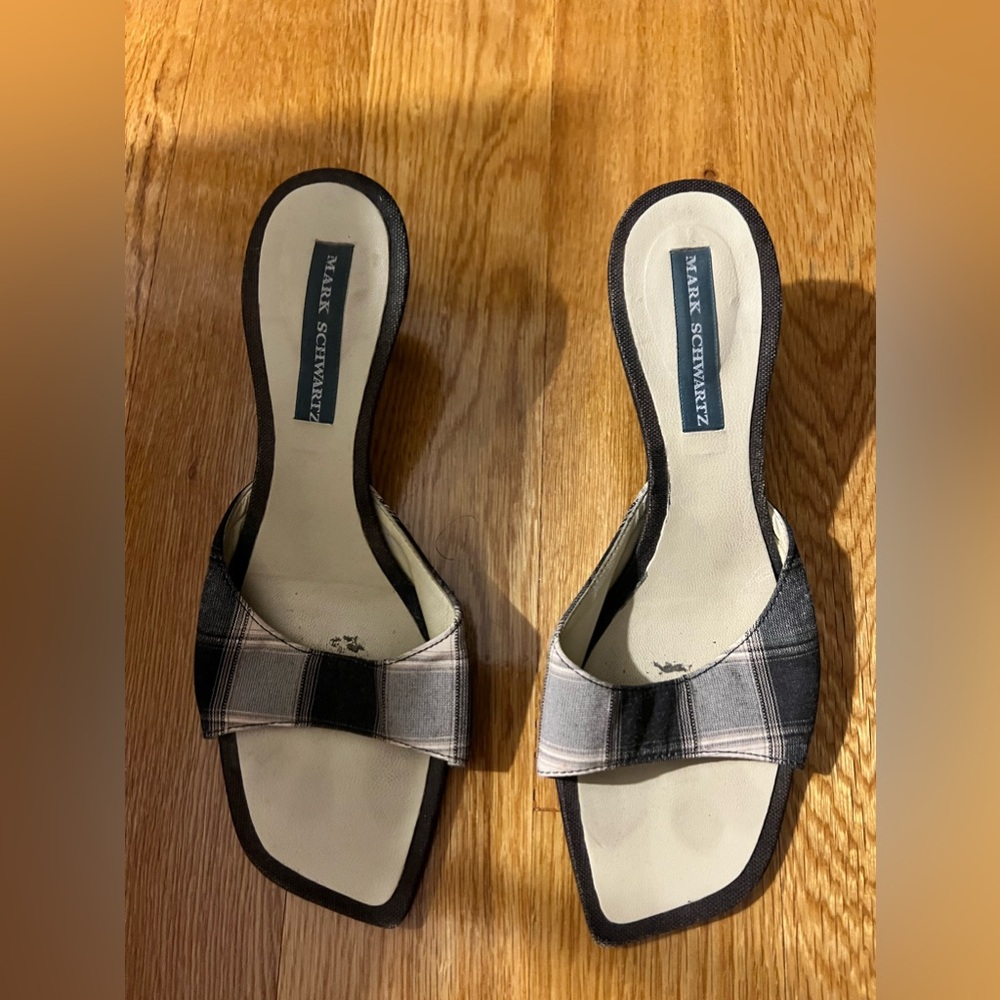 Mark Schwartz Open Toed Plaid Heels - Size: 38